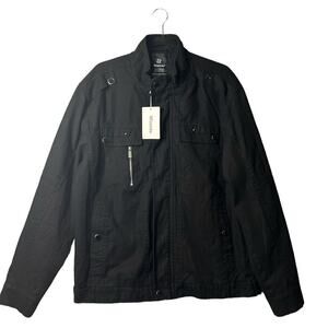 Wantdo Jacket Men L Black Casual Cotton Military Jacket Stand Collar Outdoor NEW